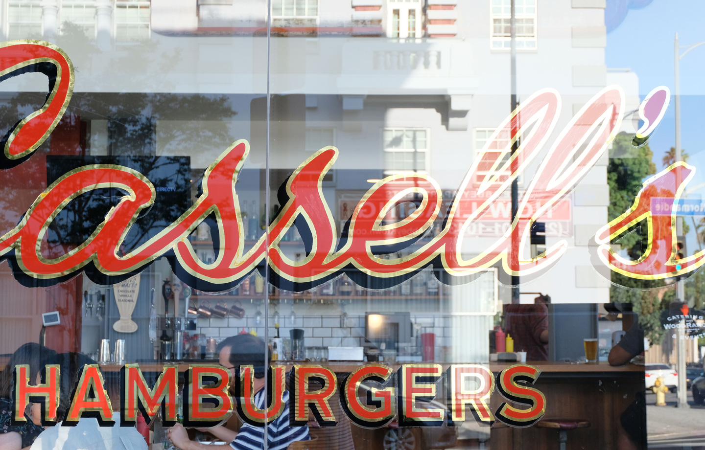 window looking in Cassell's Hamburgers